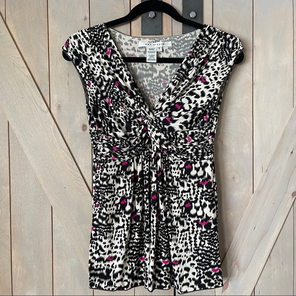 Women's Max Studio Animal Print Black/Pink Blouse